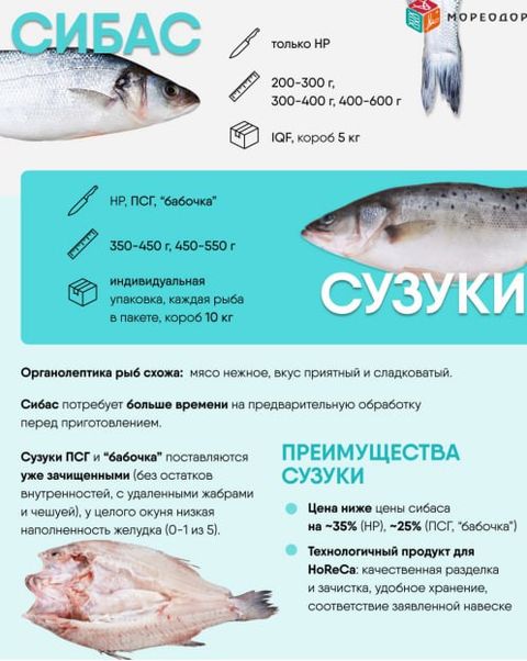 Сибас Сузуки (японский окунь) потрошёный с головой